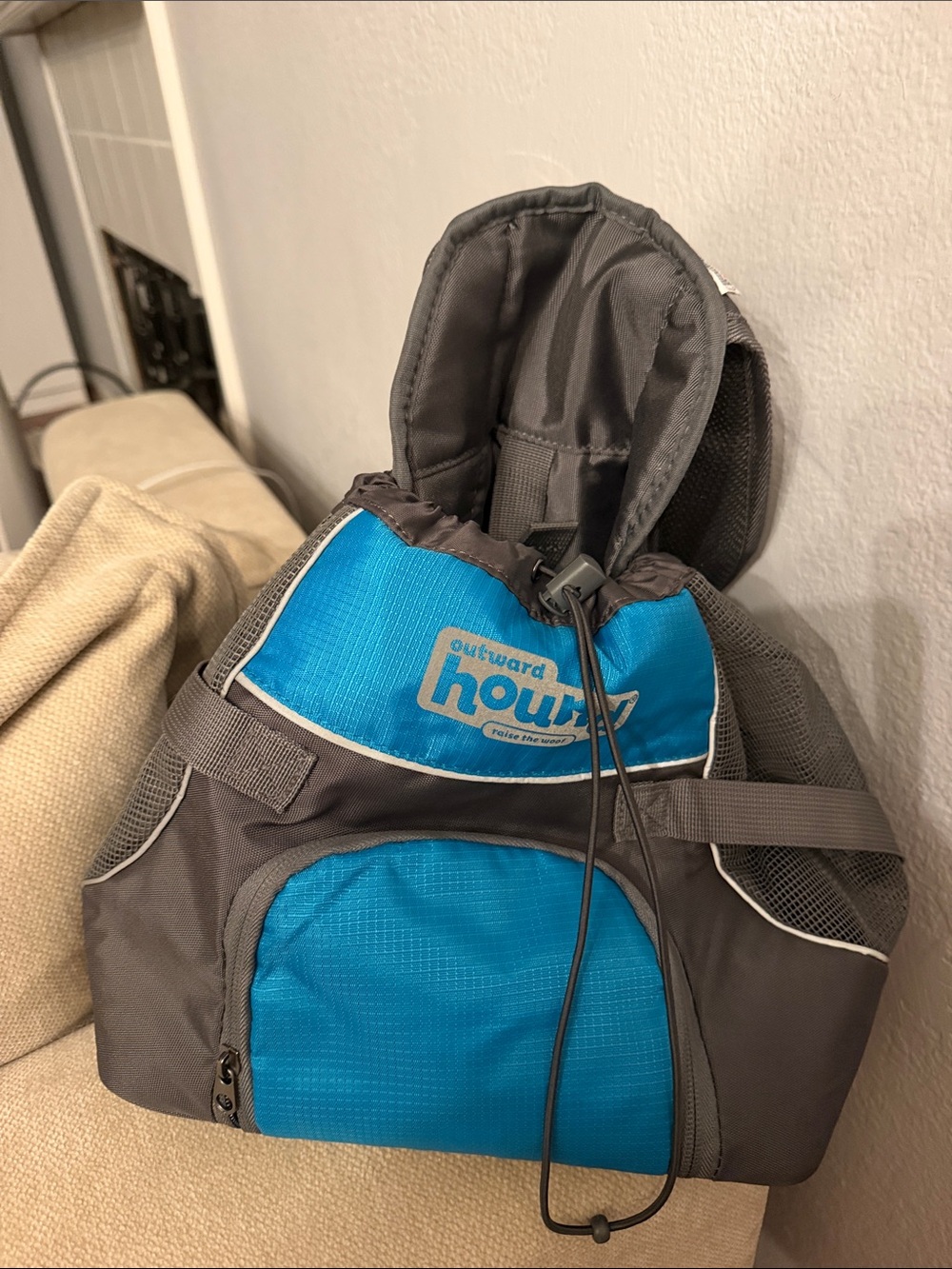 Outward Hound Blue and Gray Dog Carrier Backpack with Mesh Panels